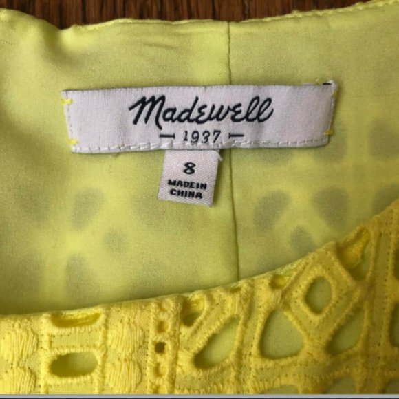 Madewell Eyelet Trail Lace Shift Dress in Yellow - Picture 7 of 10